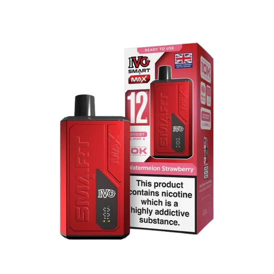 IVG Smart Max 10000 Prefilled Pod Vape Kit - Box of 5 in Watermelon Strawberry at UK Vaper Wholesale