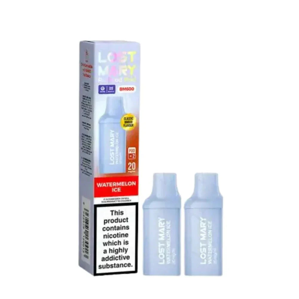 Lost Mary BM600 Prefilled Pods box of 10 in Watermelon ice Flavour at UK Vaper Wholesale