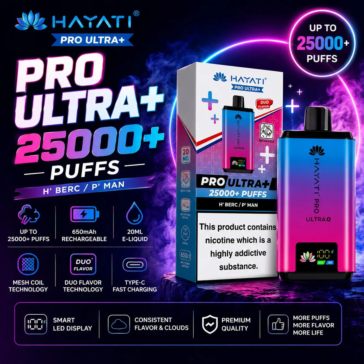 Hayati Pro Ultra Plus 25000 Prefilled Pod Kit - Box of 5
