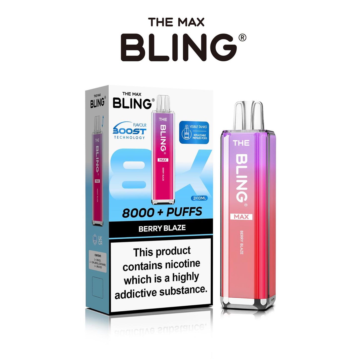 Flavour of Crystal Bling Max 8000 Pod Kit, available in Wholesale Box of 5 at wholesale