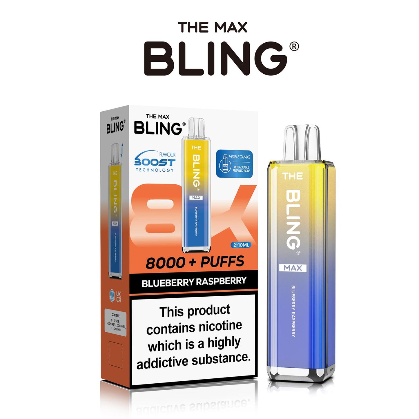 Flavour of Crystal Bling Max 8000 Pod Kit, available in Wholesale Box of 5 at wholesale