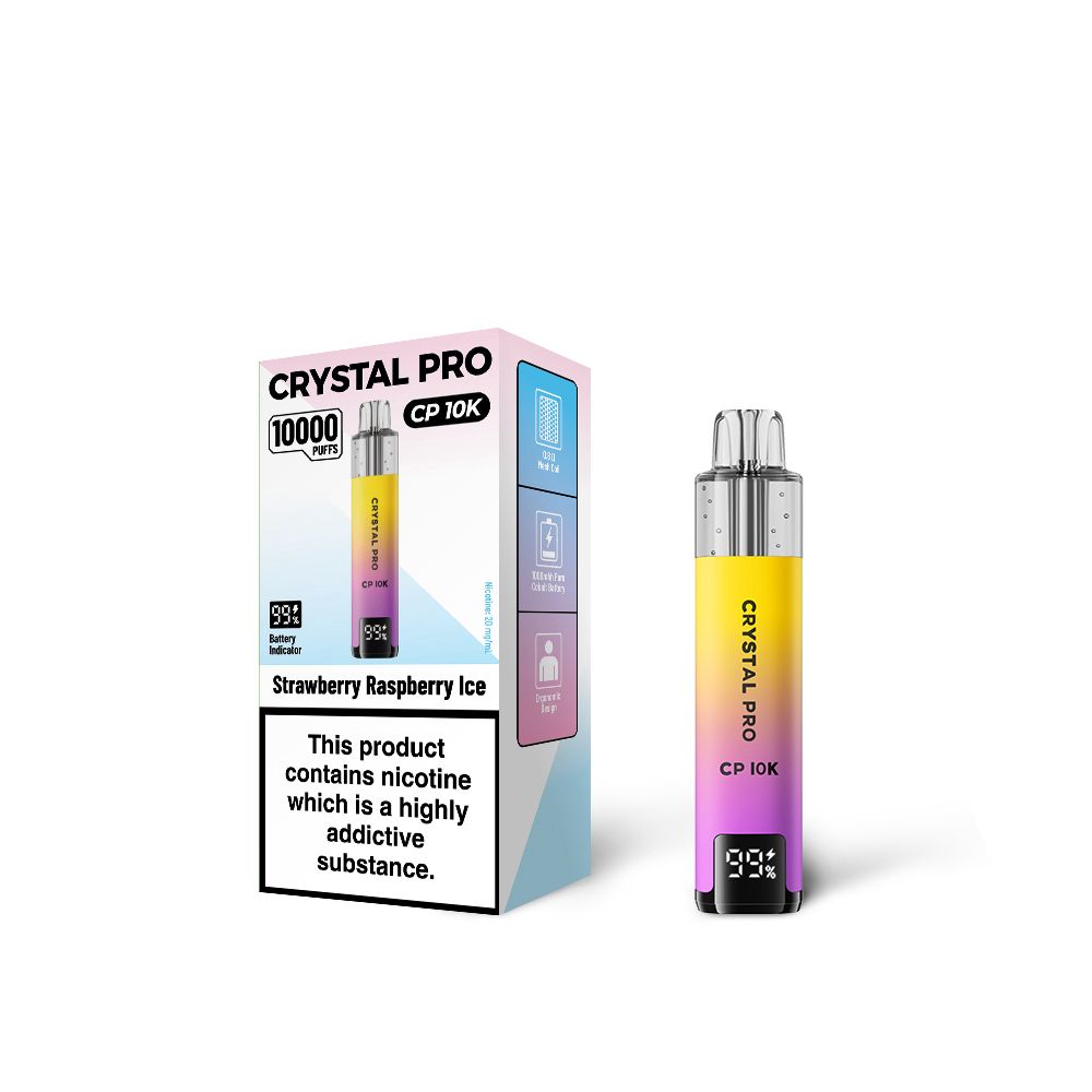 Strawberry Raspeberry Ice Flavour of The Crystal Pro 10000 (CP10K) Prefilled Pod Kit - Box of 5 at UK Vaper Wholesale