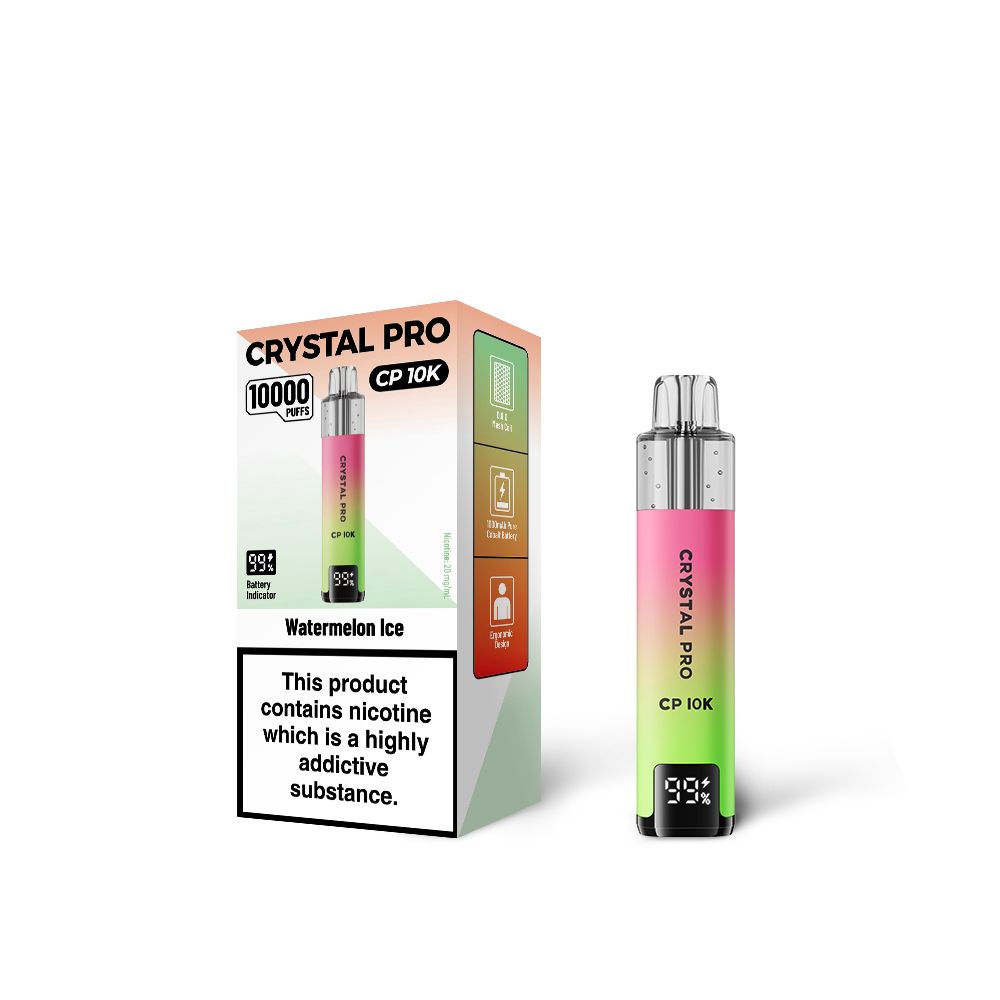 Watermelon Ice Flavour of The Crystal Pro 10000 (CP10K) Prefilled Pod Kit - Box of 5 - UK Vaper Wholesale