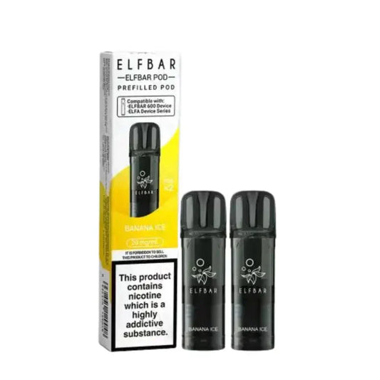 Elf Bar 600 Prefilled Pods Box of 10, Banana Ice Flavour