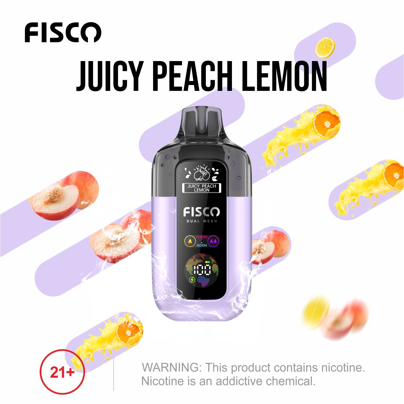 Fisco Point Pro 7000 Puff Pre-Filled Pod Kit - Box of 5 in Juicy Peach Lemon Flavour Available at UK Vaper Wholesale