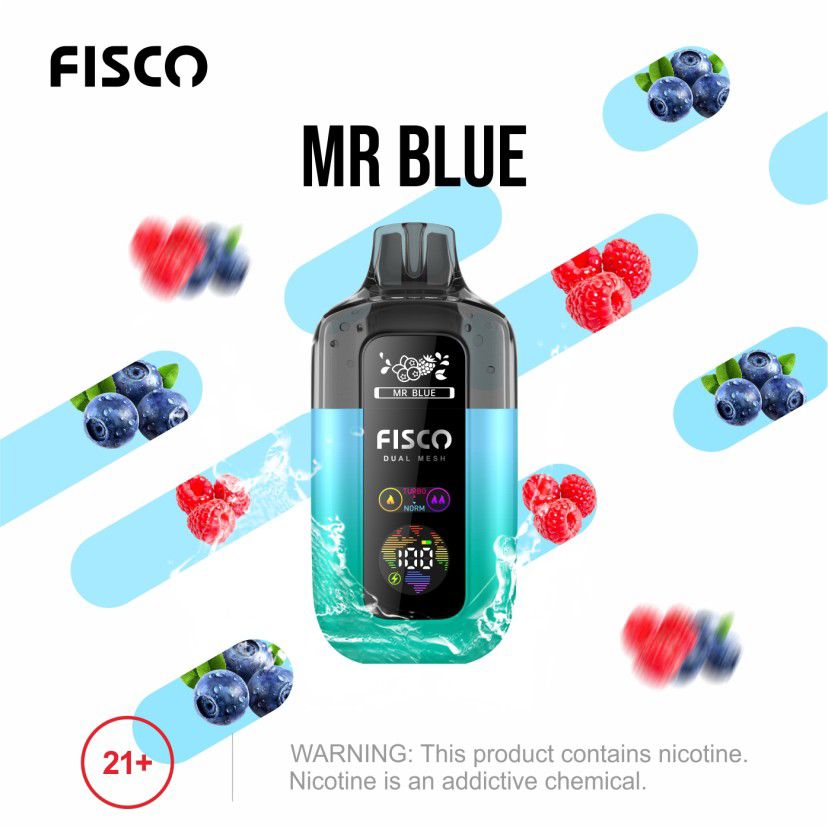 Fisco Point Pro 7000 Puff Pre-Filled Pod Kit - Box of 5 in Mr Blue Flavour Available at UK Vaper Wholesale