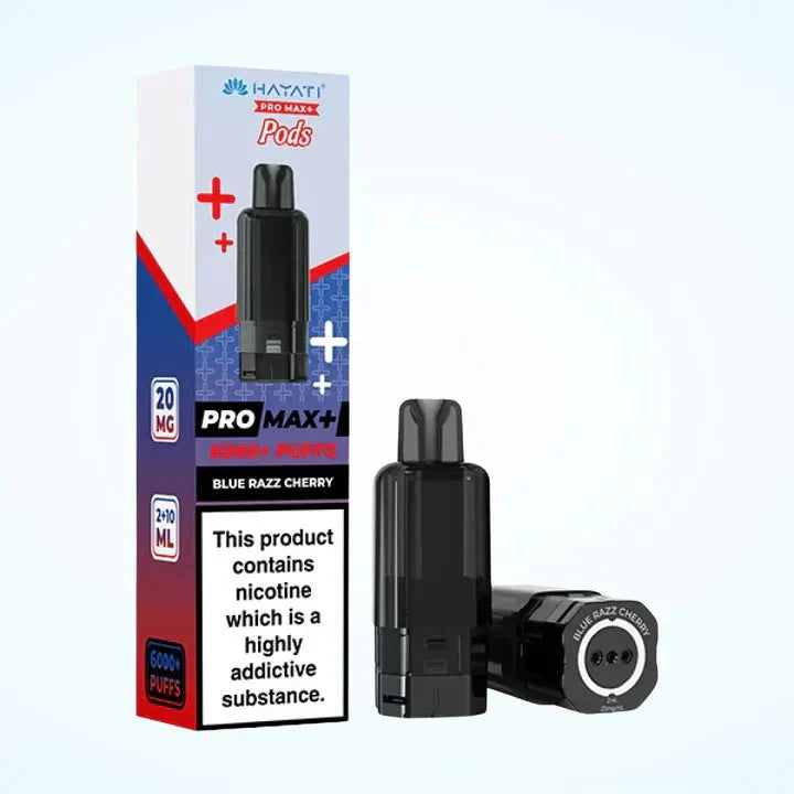 Hayati Pro Max Plus 6000 Puffs Prefilled Pods Box Of 5, Blue Razz Cherry Flavour 