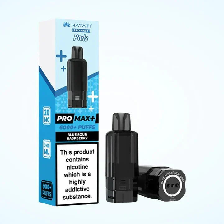 Hayati Pro Max Plus 6000 Puffs Prefilled Pods Box Of 5, Blue Sour Raspberry Flavour 
