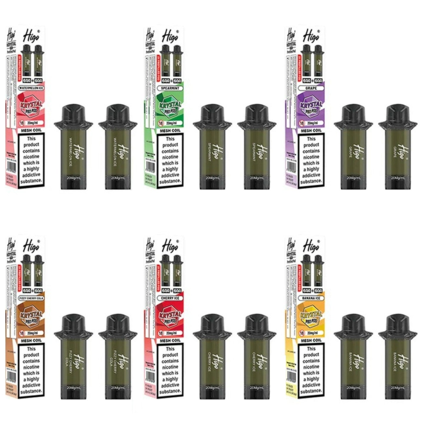 Higo Krystal Pro 600 Prefilled Replacement Pods - Pack of 10