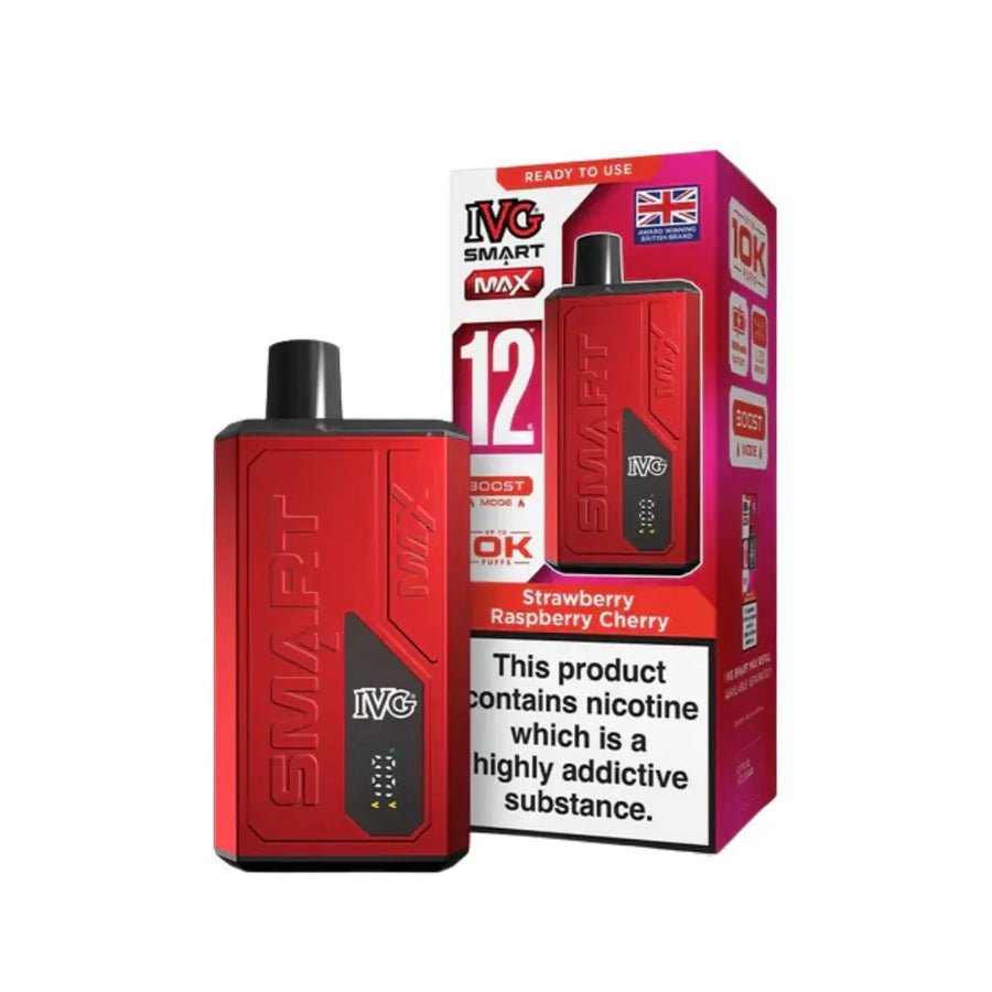 IVG Smart Max 10000 Prefilled Pod Vape Kit - Box of 5 Strawberry Raspberry Cherry at UK Vaper Wholesale