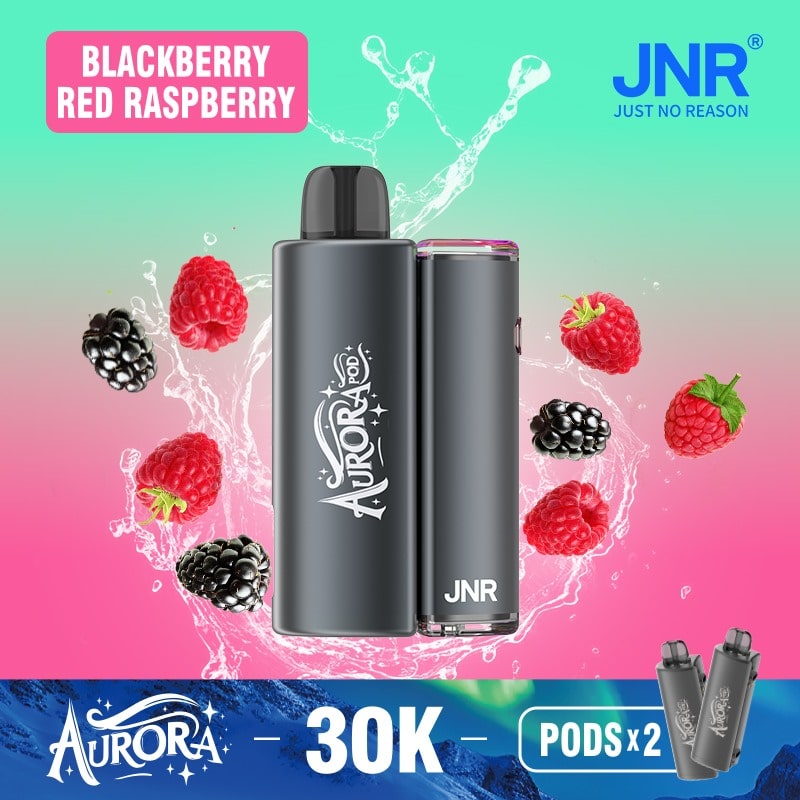 Flavour Blackberry Red Raspberry of JNR Aurora 30k Pod vape Kit - Box of 5 at UK Vaper Wholesale