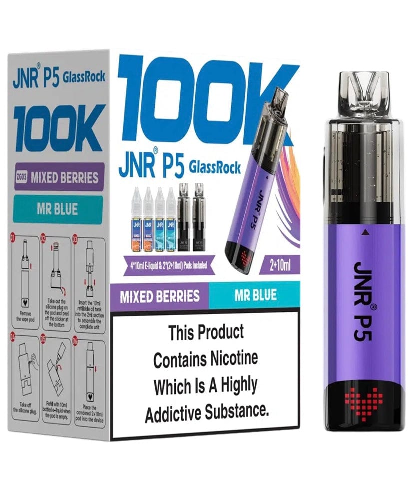 JNR P5 GlassRock 100k Refillable Pod Kit - Pack of 3