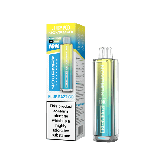 Juicy Pod Novamax 10k Prefilled Pod Vape Kit - Pack of 5 available in Blue Razz GB Flavour