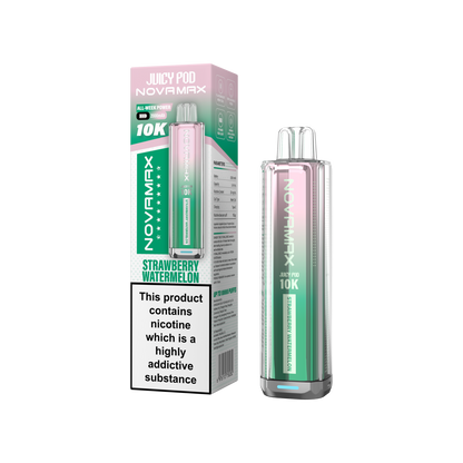 Juicy Pod Novamax 10k Prefilled Pod Vape Kit - Pack of 5 available in Strawberry Watermelon Flavour 