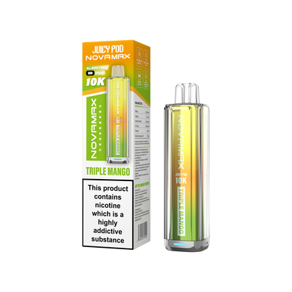 Juicy Pod Novamax 10k Prefilled Pod Vape Kit - Pack of 5 available in Triple Mango Flavour 