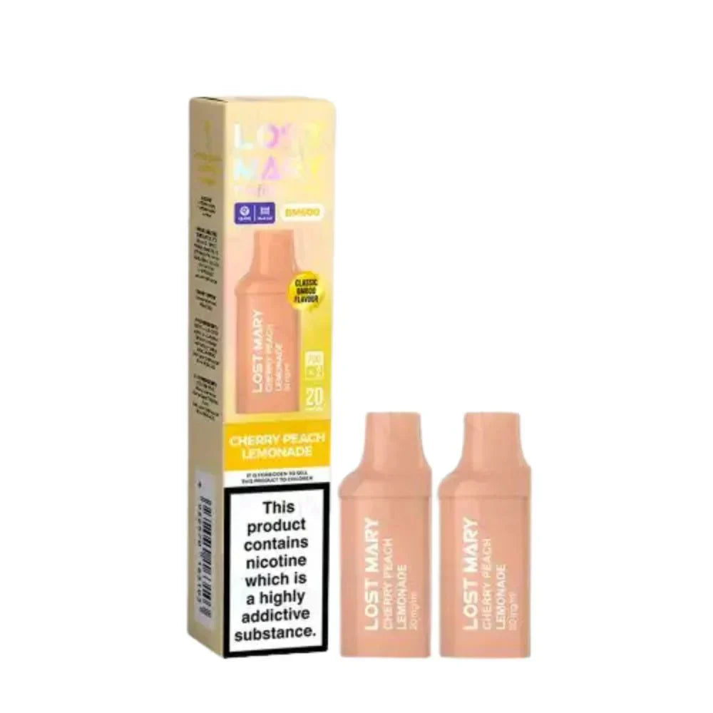 Lost Mary BM600 Prefilled Pods box of 10 in Cherry Peach Lemonade Flavour at UK Vaper Wholesale
