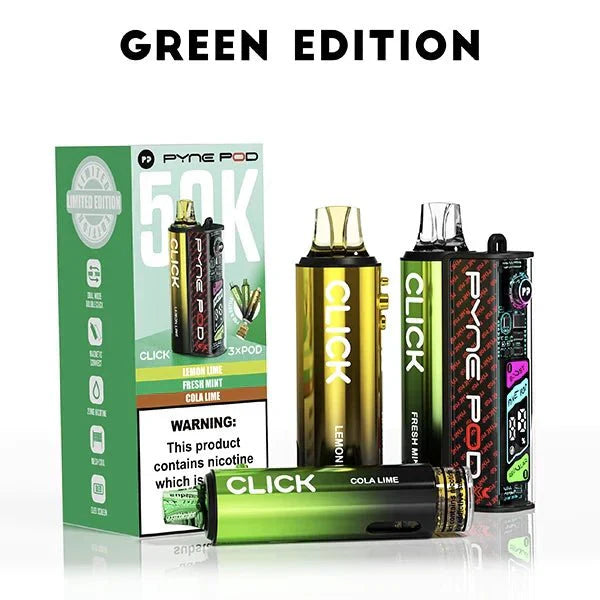 Pyne Pod Click 50k Prefilled Pod Vape Kit Box of 5 - Green Edition at UK Vaper Wholesale