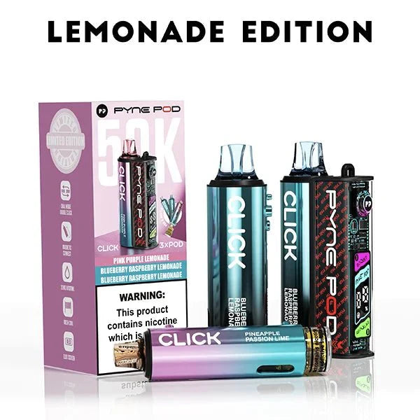 Pyne Pod Click 50k Prefilled Pod Vape Kit Box of 5 - Lemonade Edition at UK Vaper Wholesale