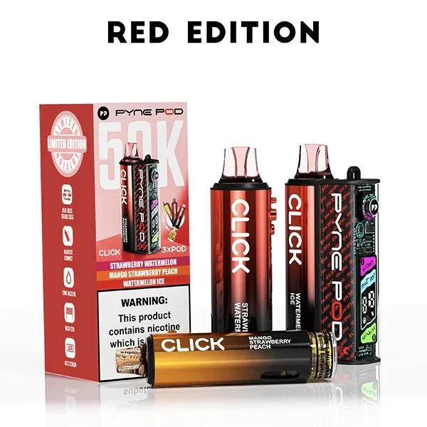 Pyne Pod Click 50k Prefilled Pod Vape Kit Box of 5 - Red Edition at UK Vaper Wholesale