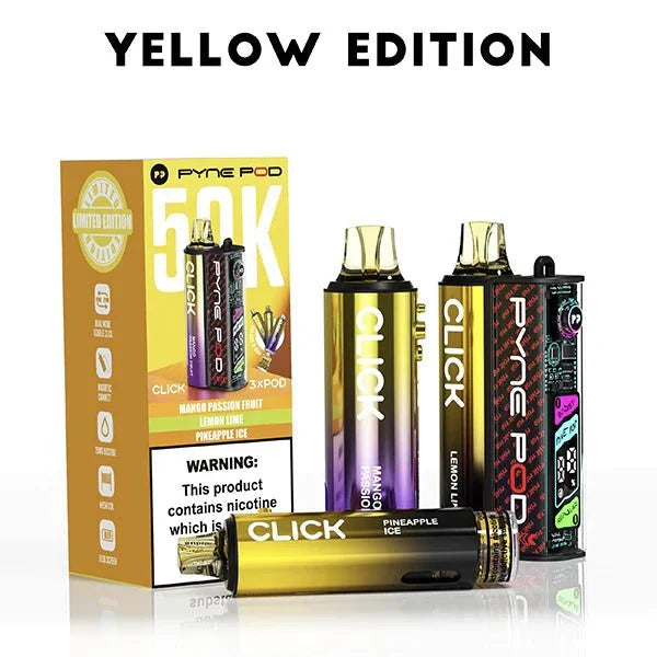 Pyne Pod Click 50k Prefilled Pod Vape Kit Box of 5 - Yellow Edition at UK Vaper Wholesale